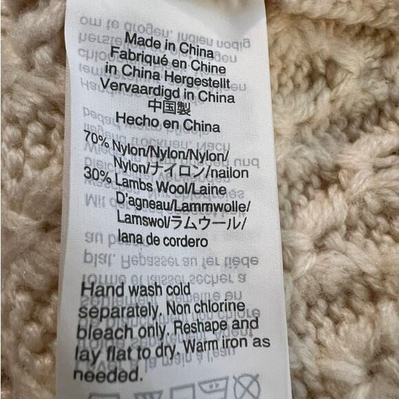 J. Crew Cable Knit Chunky Sweater in Cream Nylon Lambswool Blend Size M - Picture 5 of 5